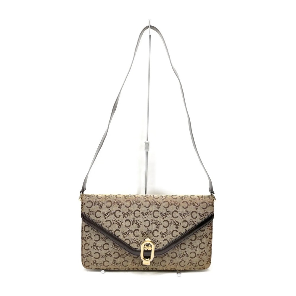 CELINE Shoulder Clutch Brown Canvas